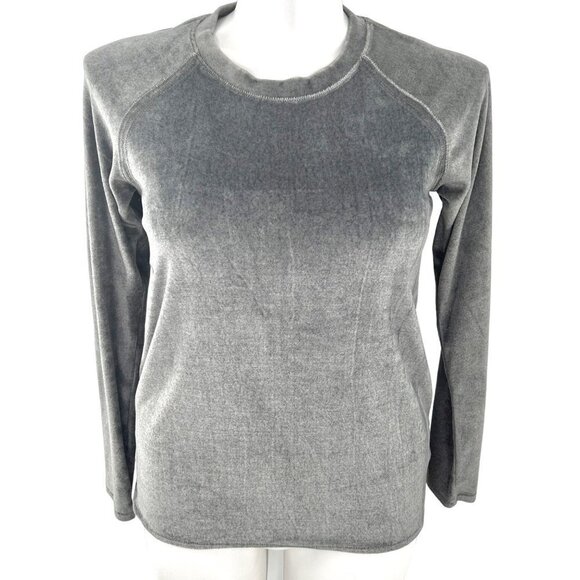 CLIMATERIGHT BY CUDDLDUDS  GRAY VELOUR LONG SLEEVE TOP - M (10-12) - Picture 1 of 3